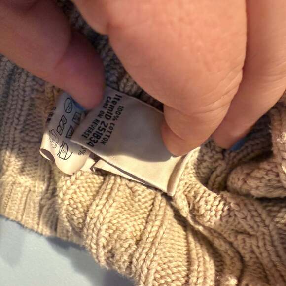 L.L. Bean Women’s 2X Cable Knit Zip Up Cardigan Sweater 100% Cotton Beige - Picture 3 of 5